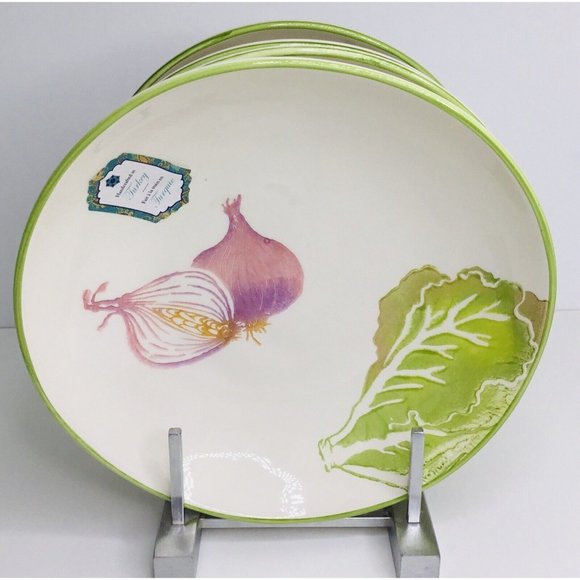 4 Pasta Bowls PAPART Ceramics Vegetables 9.25" New - Picture 1 of 5